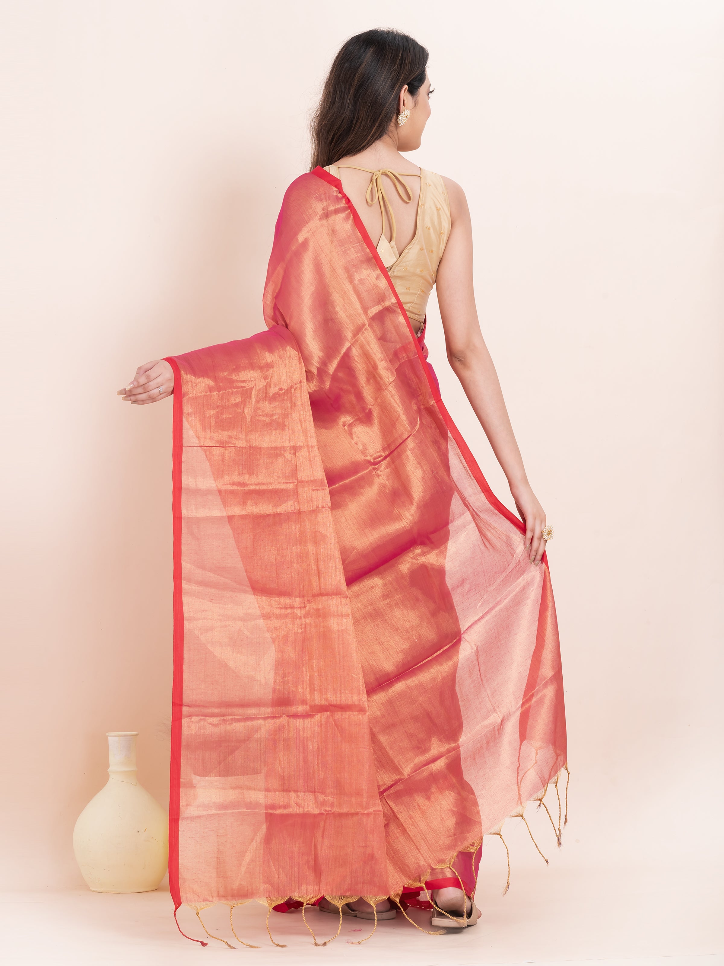 Tissue cotton saree