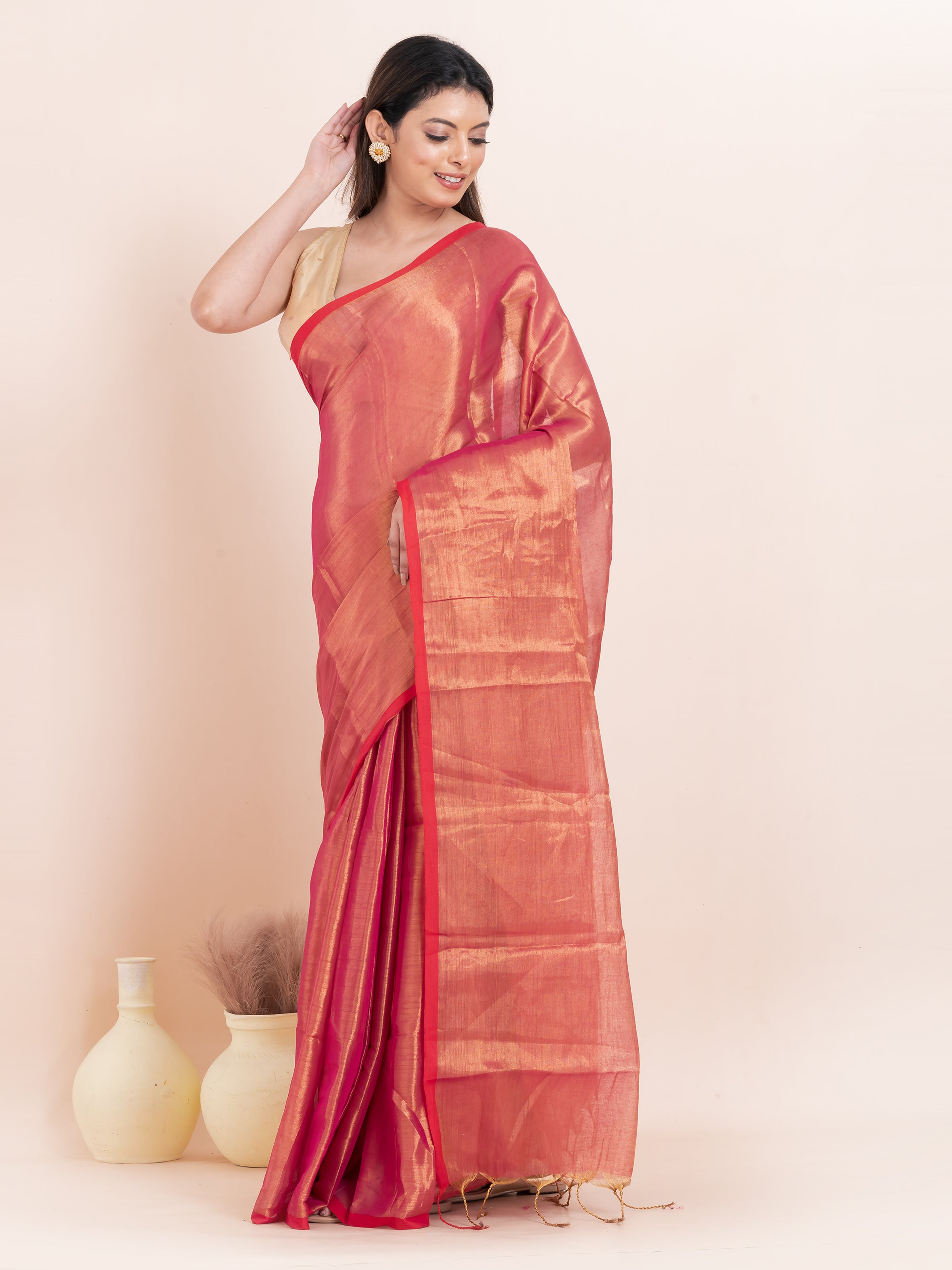 Tissue cotton saree
