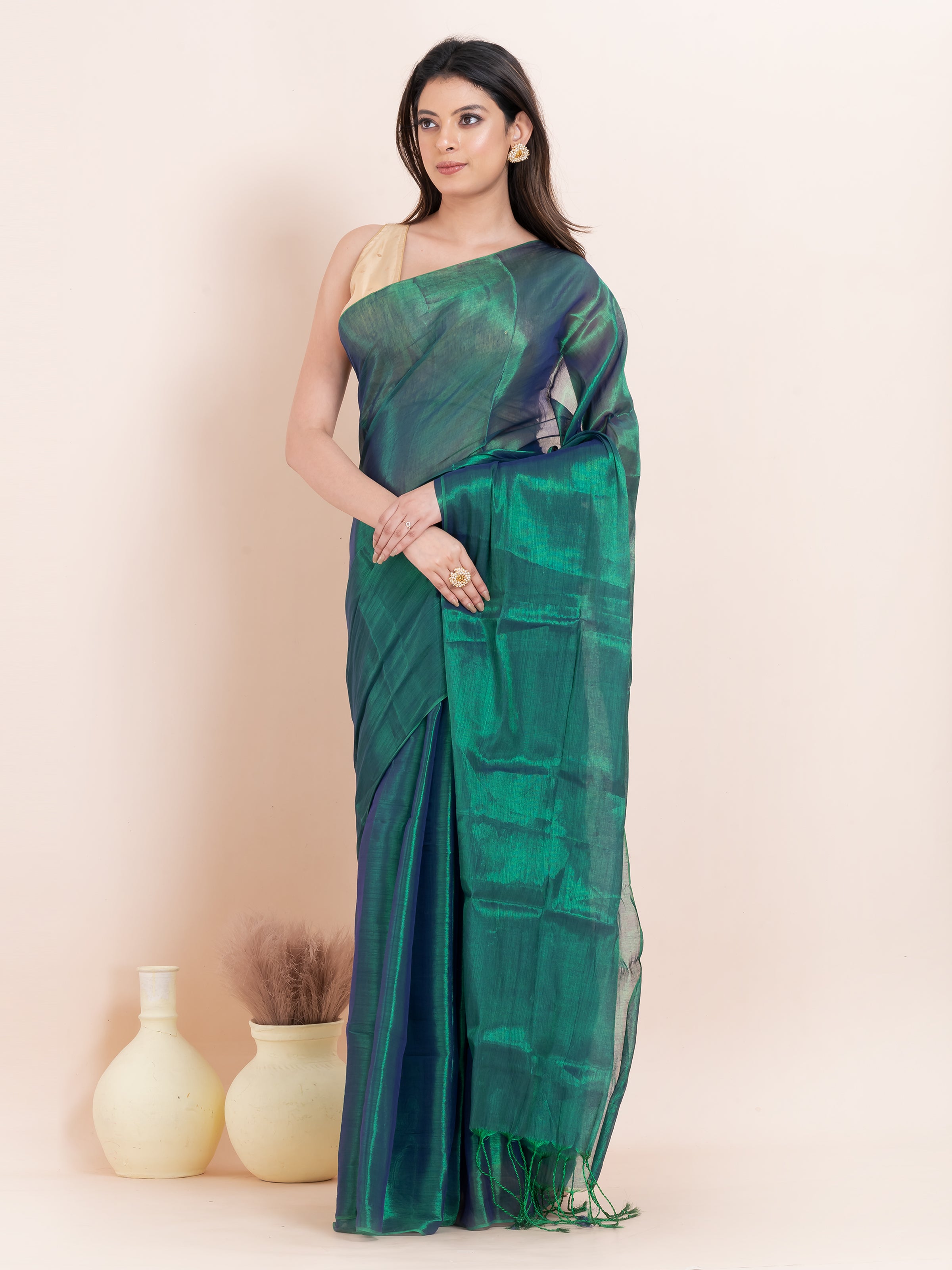 Tissue cotton saree