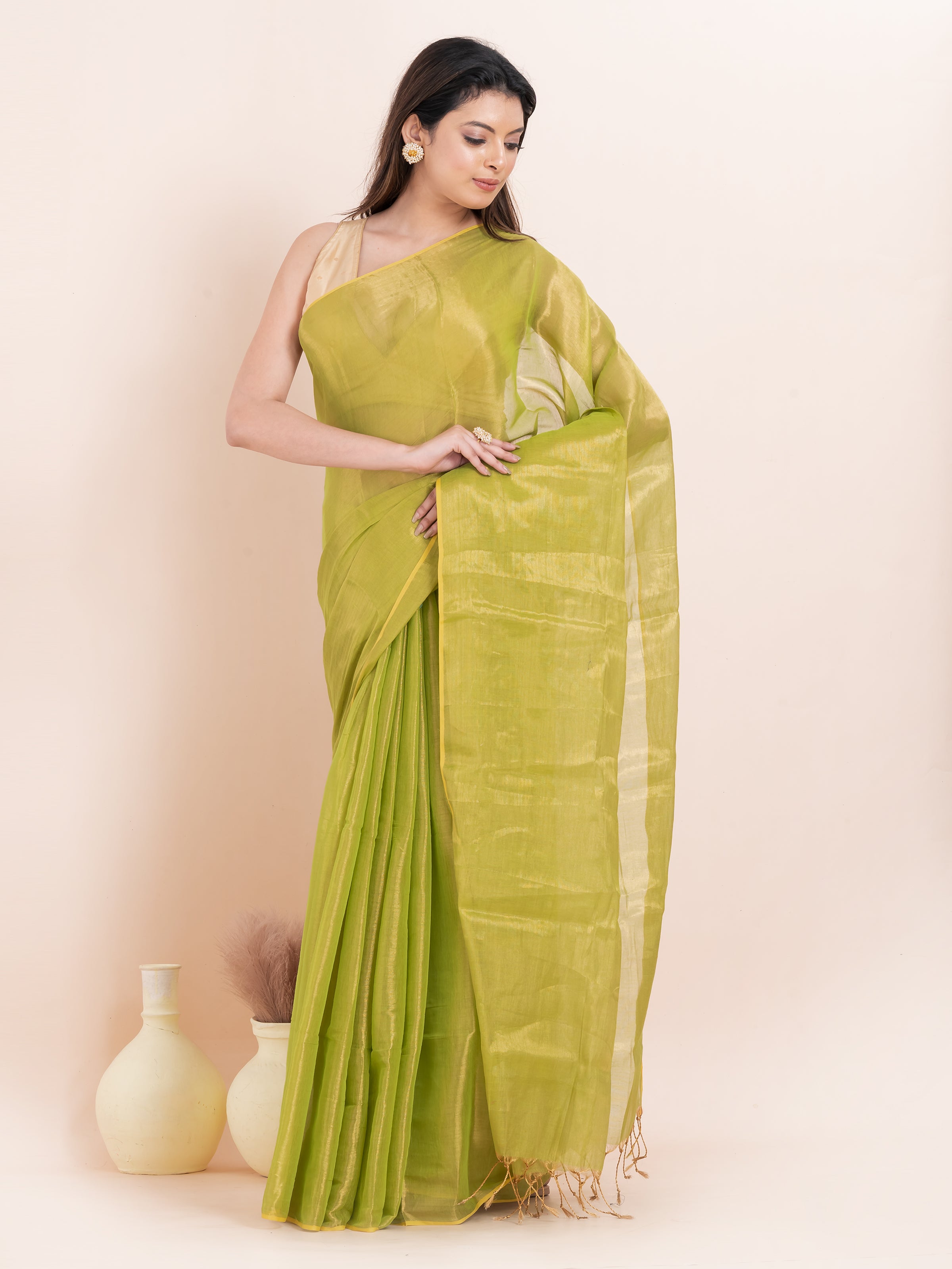 Tissue cotton saree