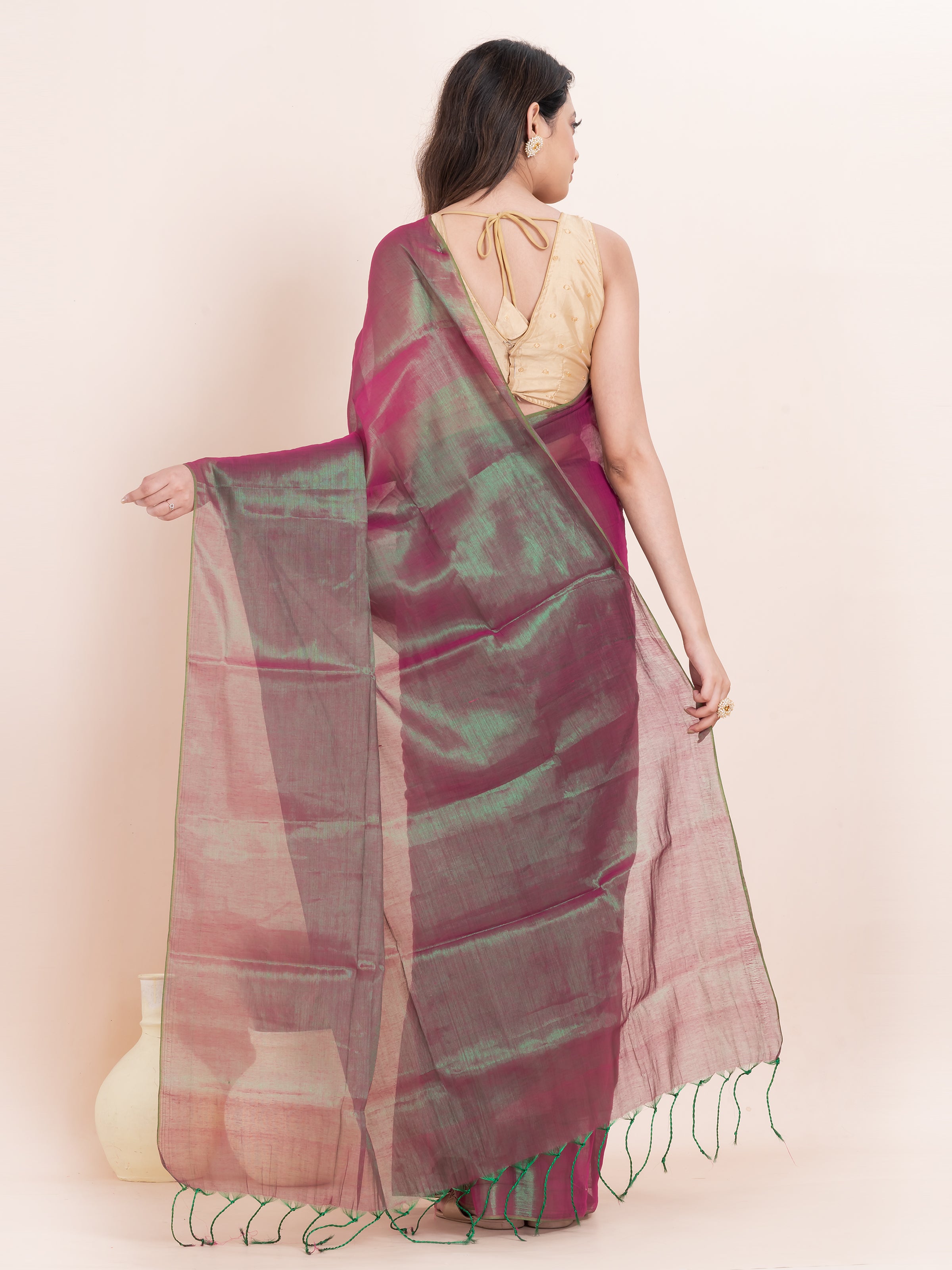 Tissue cotton saree