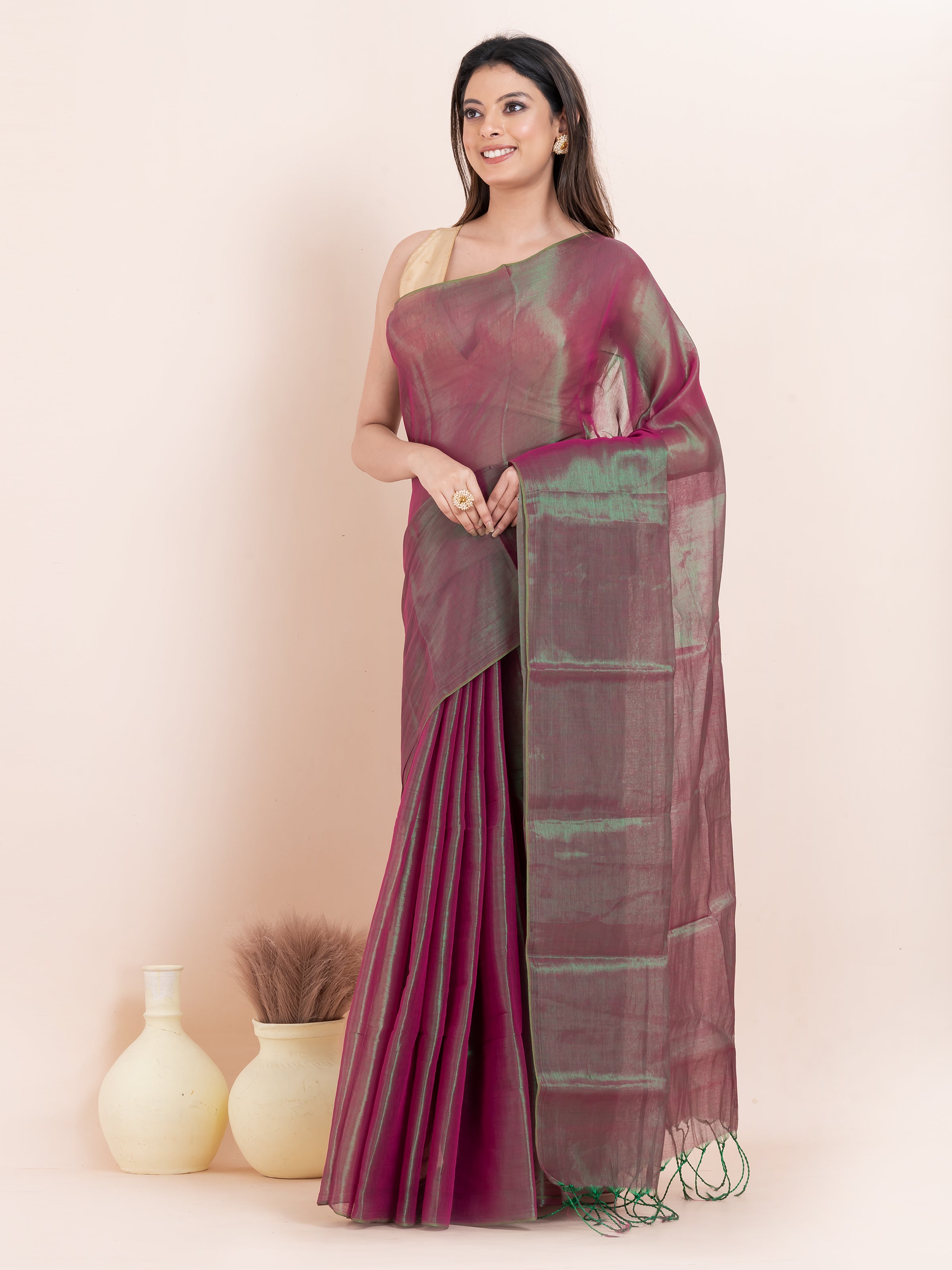 Tissue cotton saree