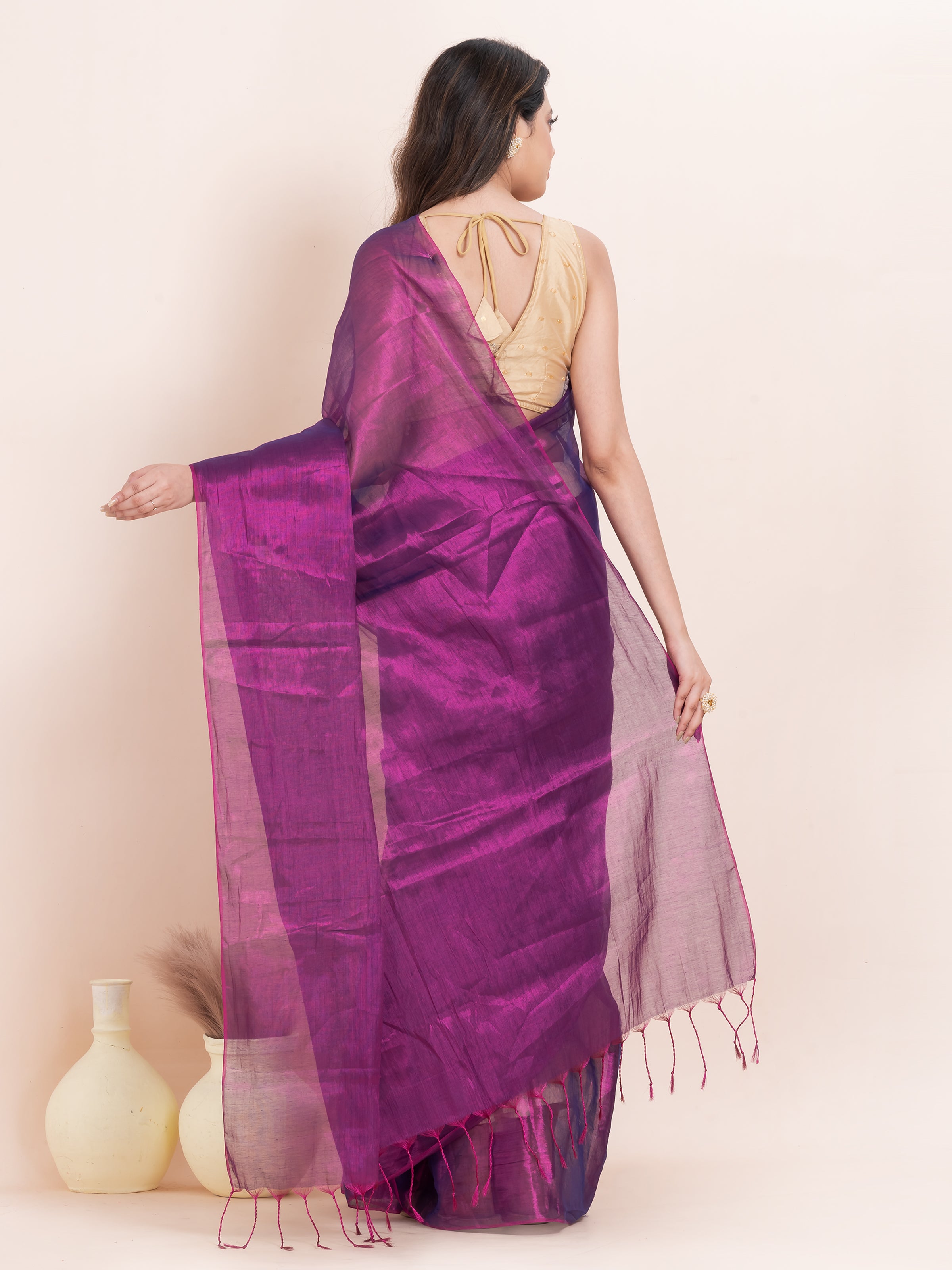 Tissue cotton saree
