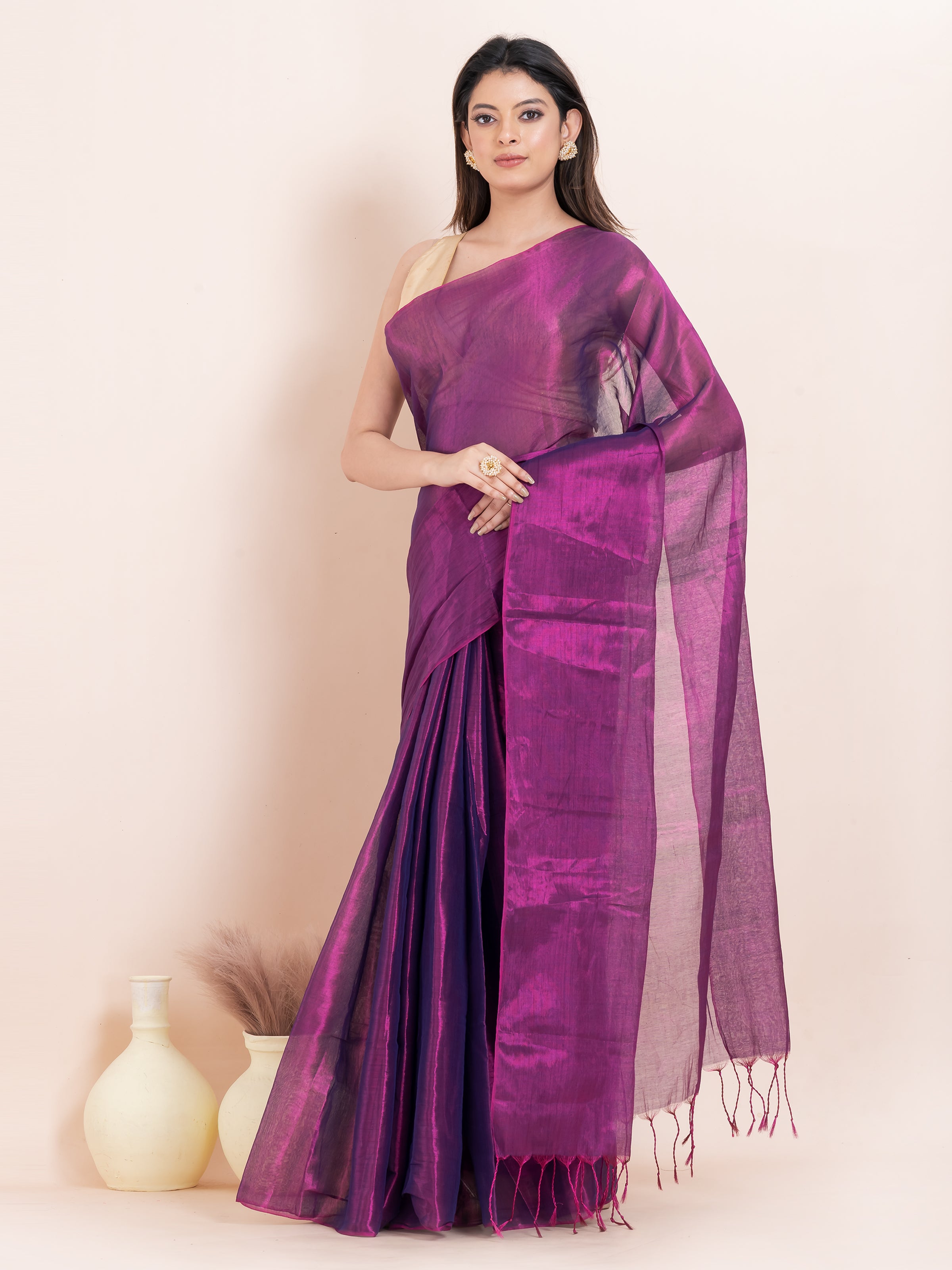Tissue cotton saree
