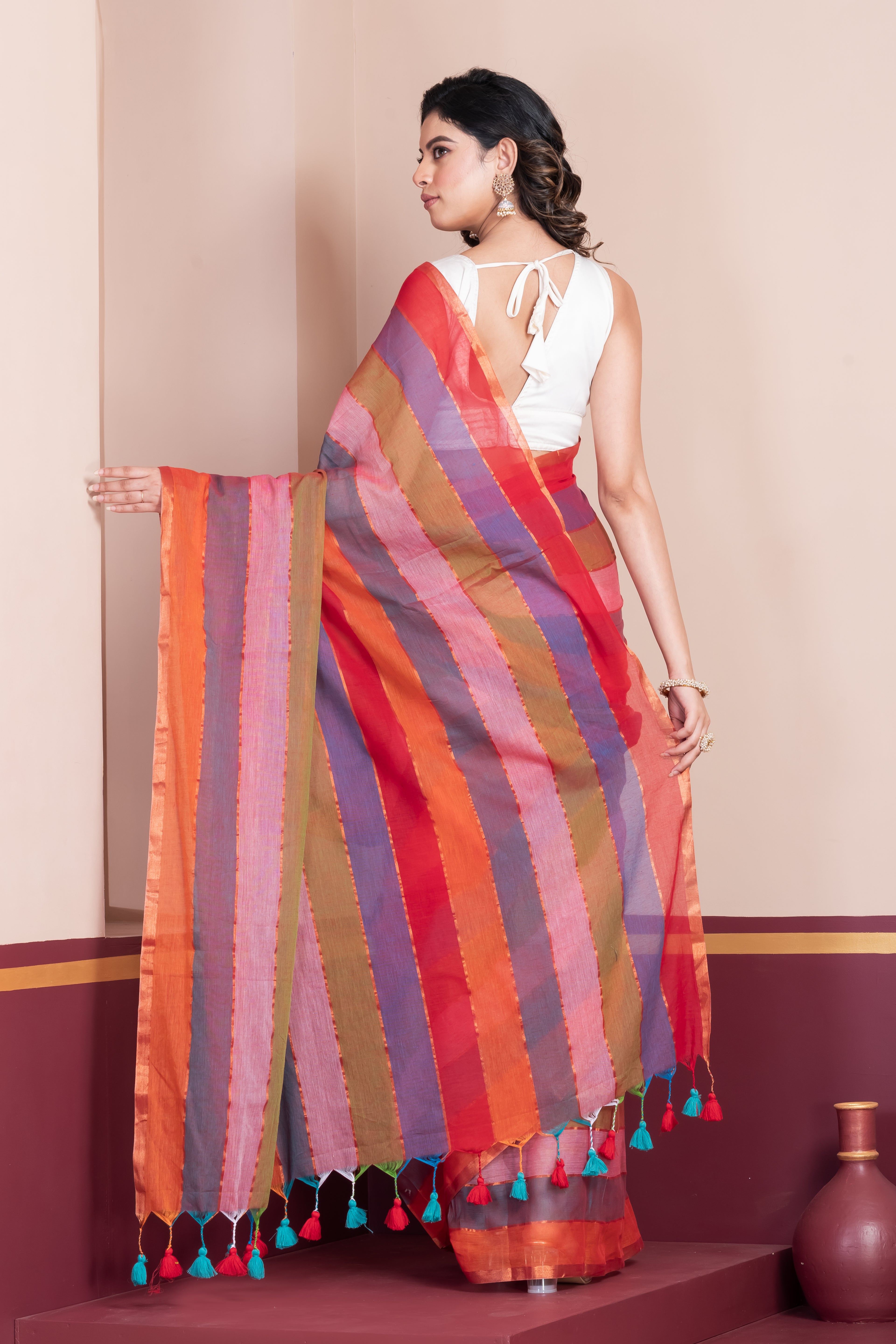 Rainbow saree.