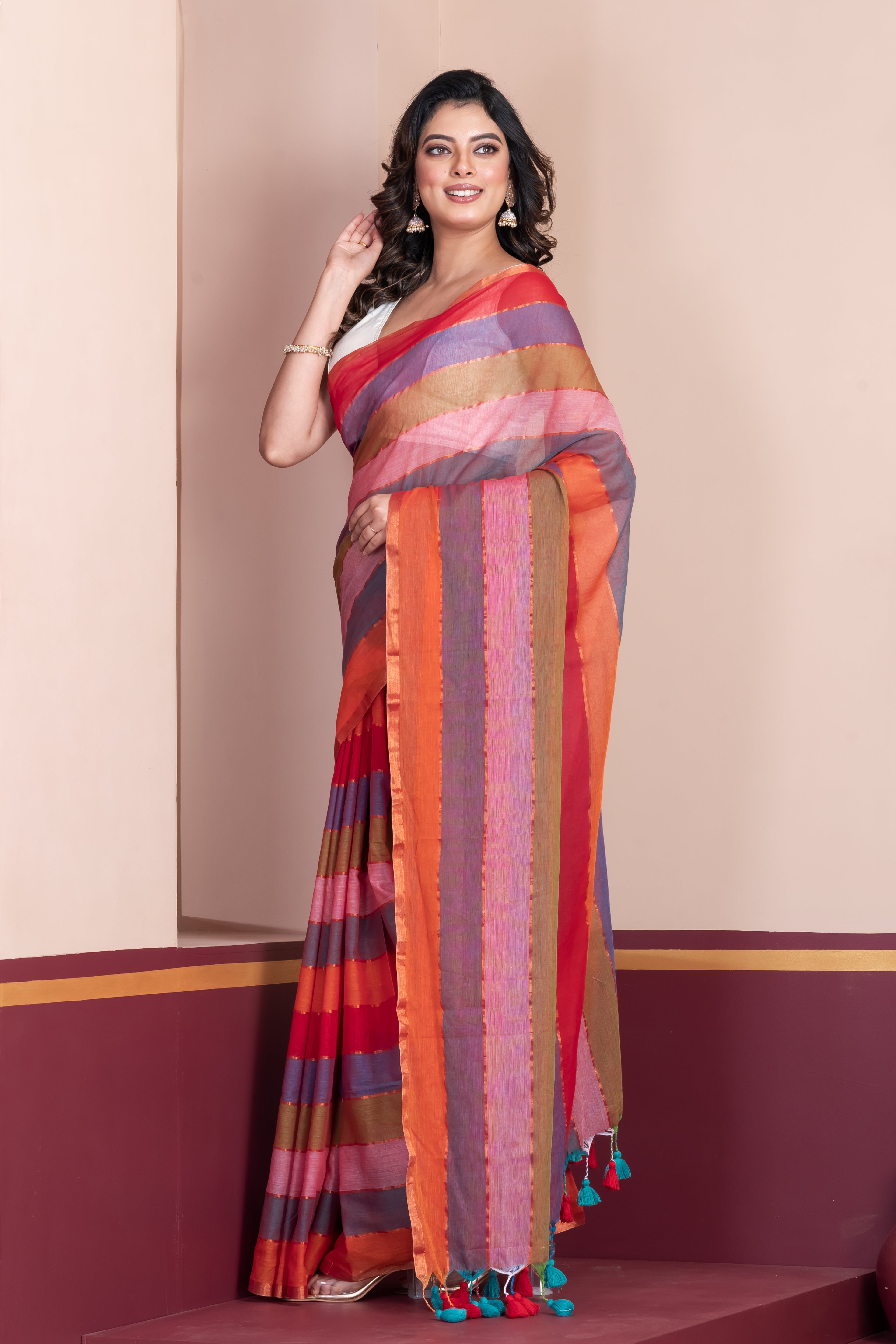 Rainbow saree.