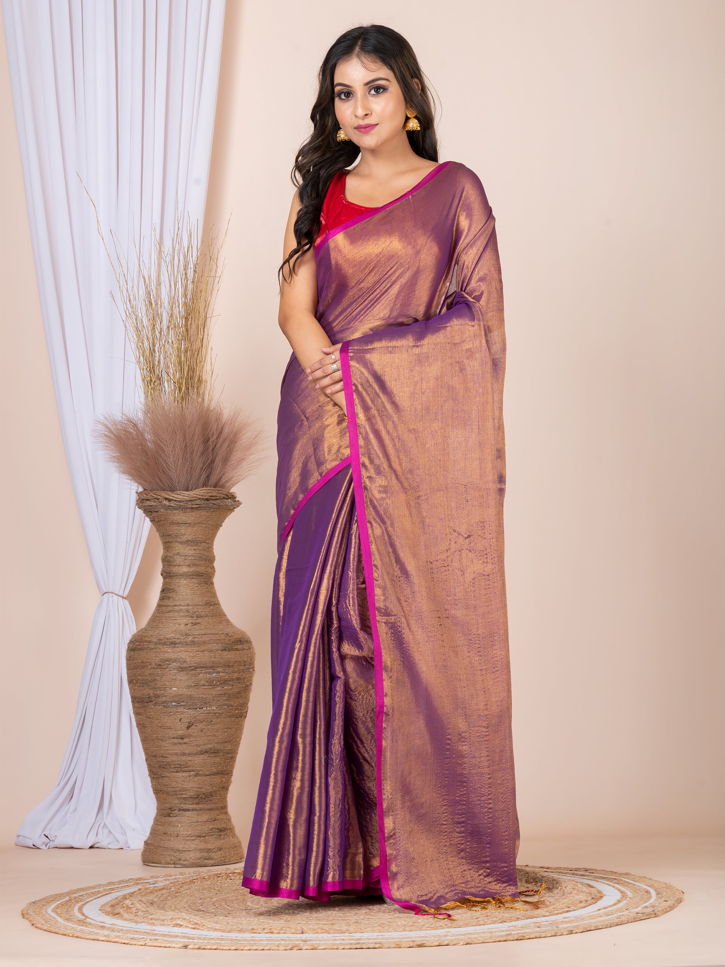 Tissue cotton saree