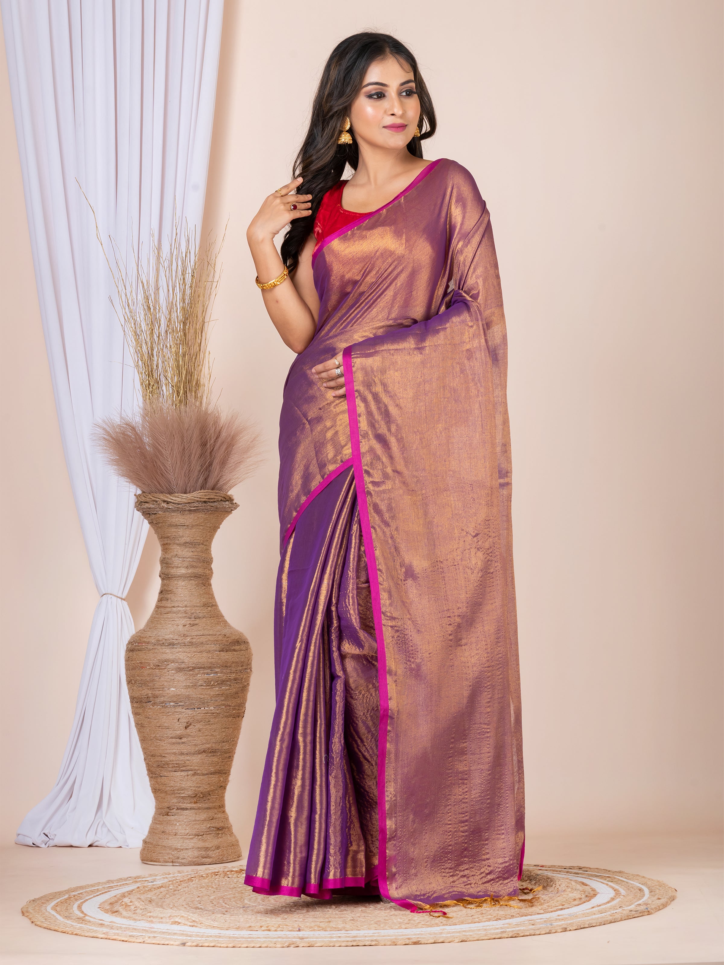 Tissue cotton saree