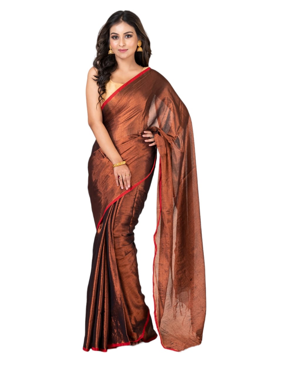 Plain Raga tissue saree.