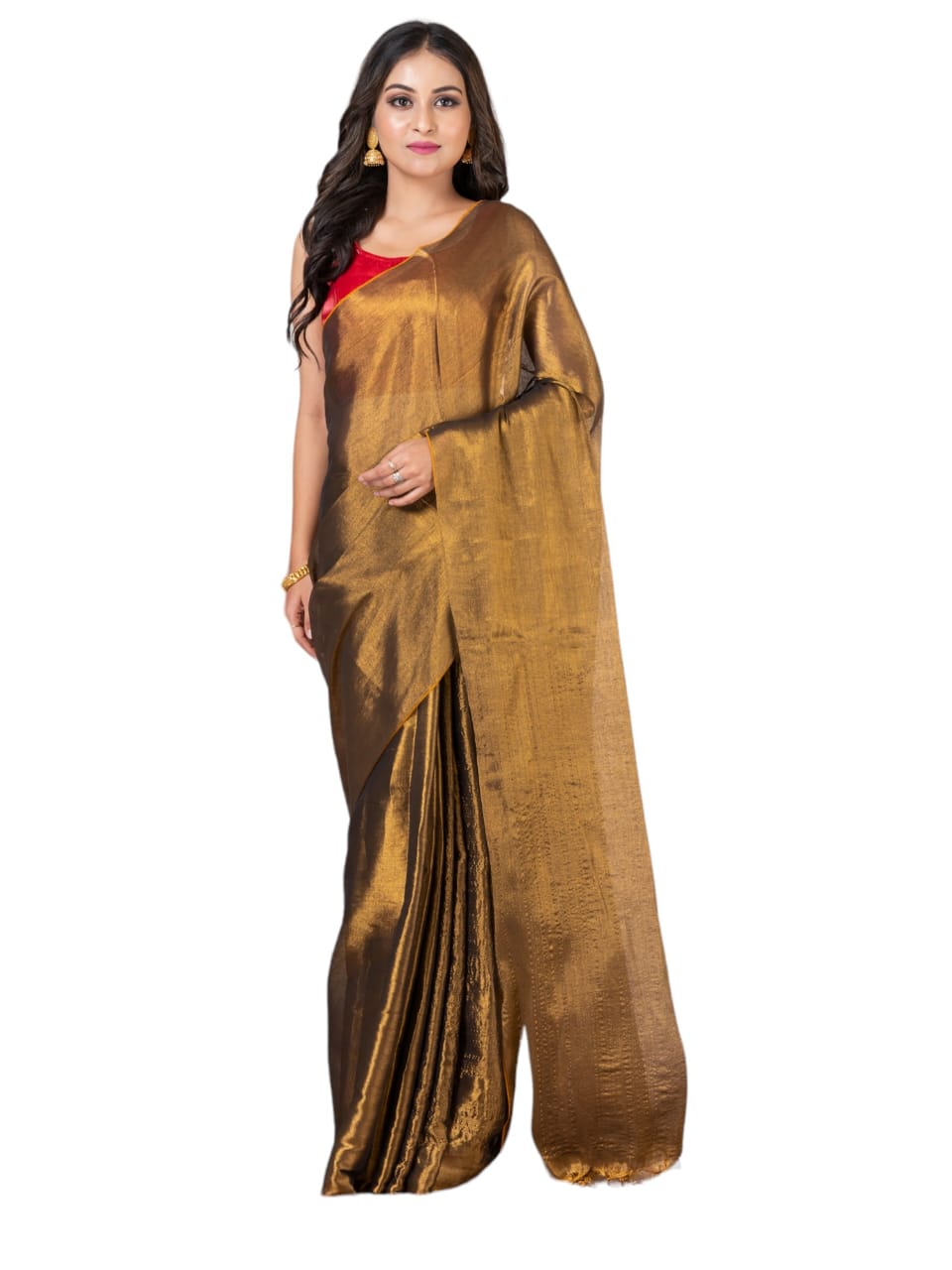 Plain Raga tissue saree.
