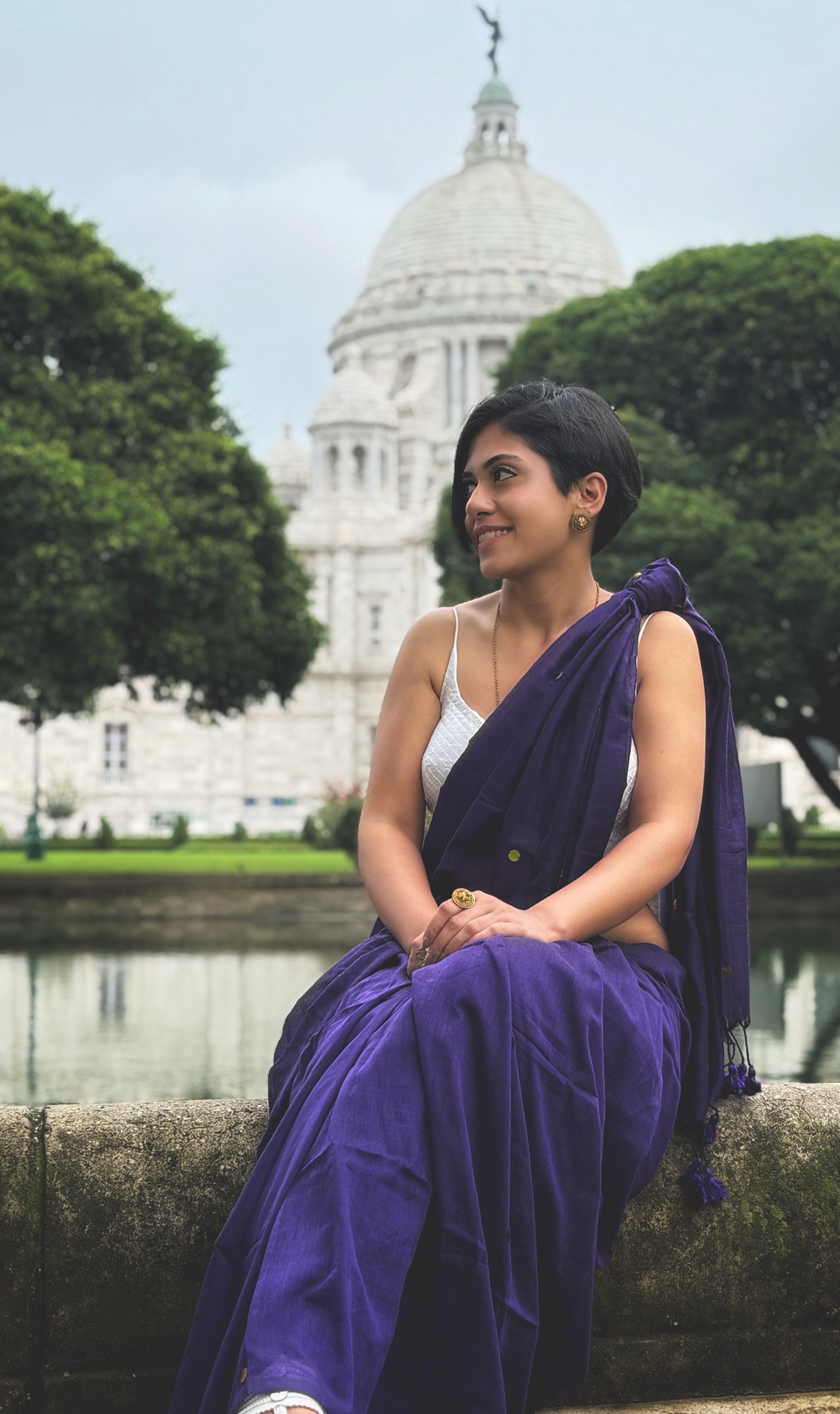 Plain cotton sequence saree.