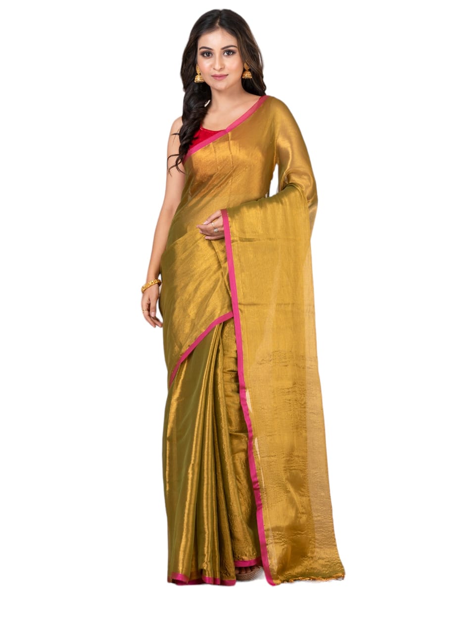 Plain Raga tissue saree.