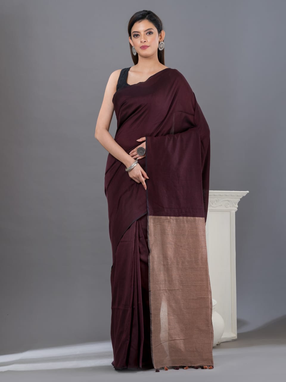 Khaddi Cotton Colourblock Saree | Handwoven Pure Cotton Saree for Women