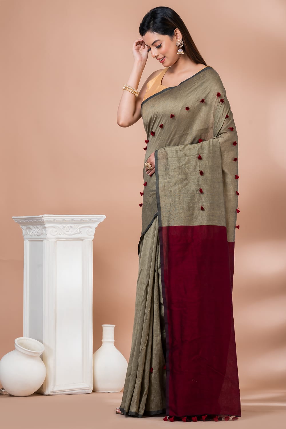 Colour block saree