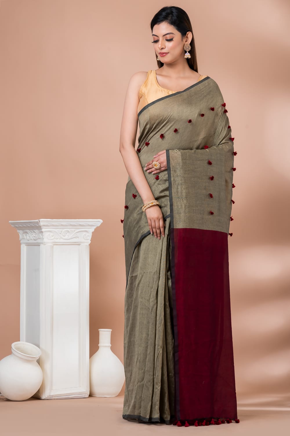 Colour block saree