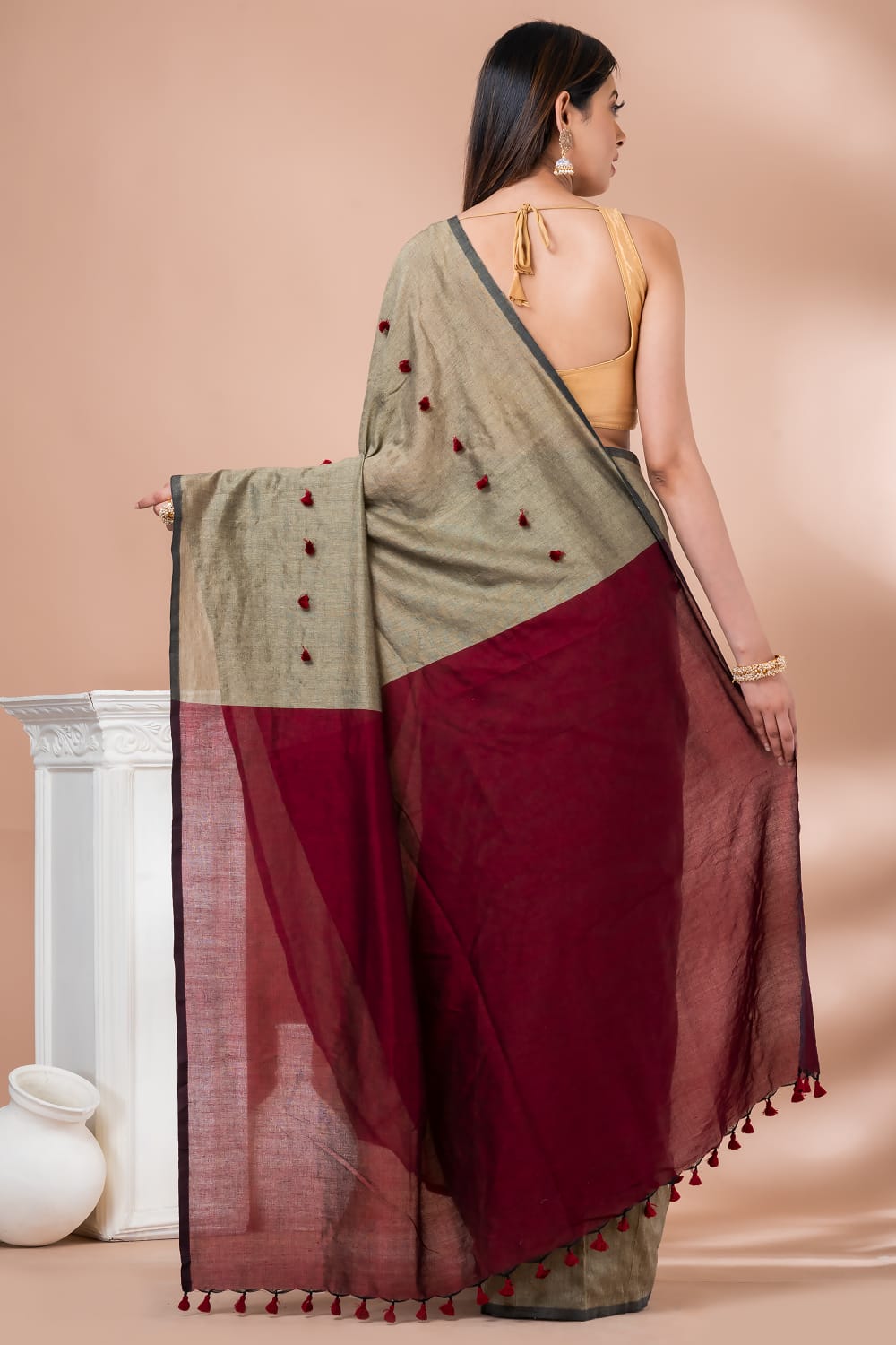 Colour block saree