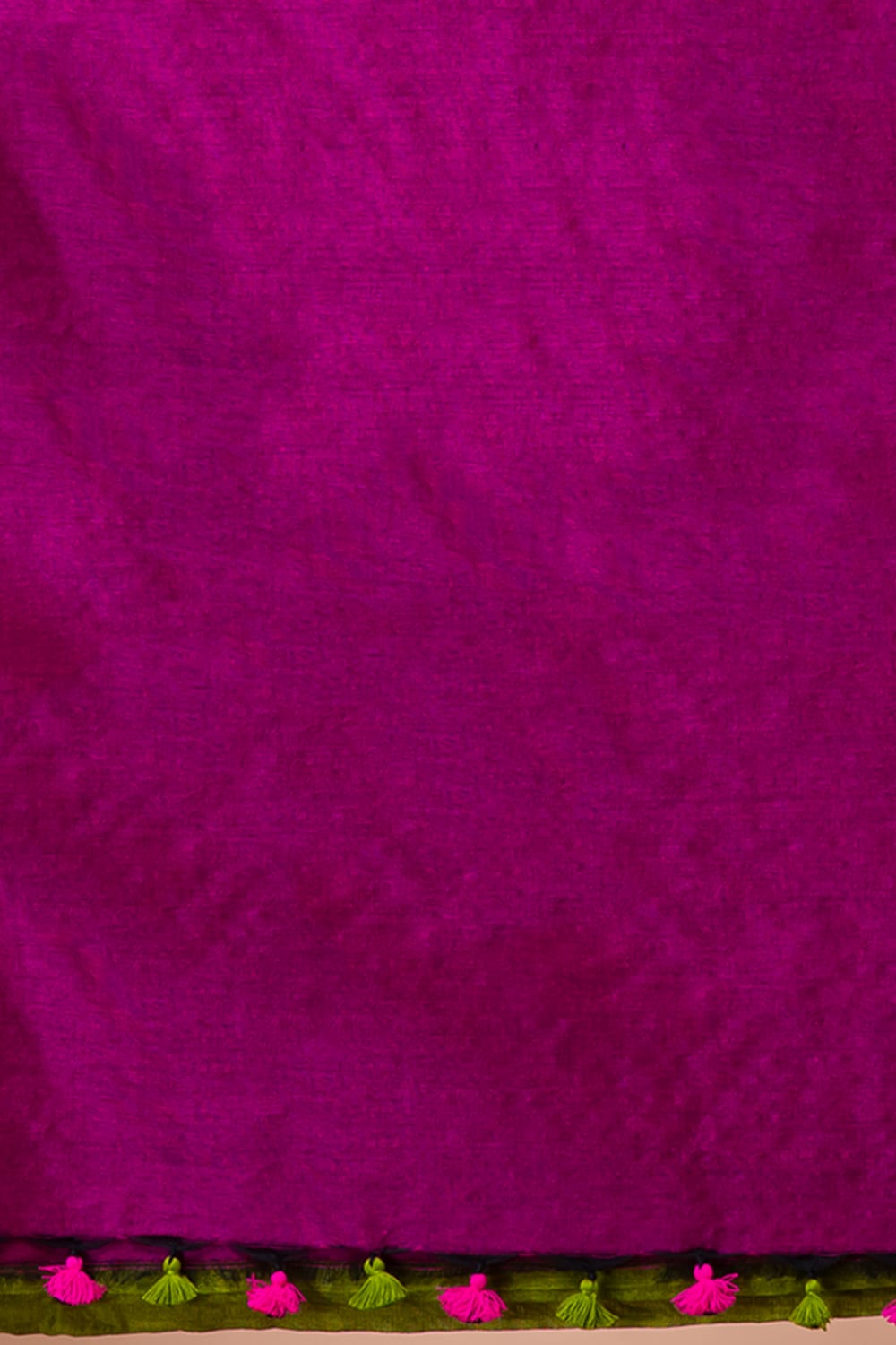 Soft cotton colorblock saree in raani pink and maroon red combination with blouse piece attached.