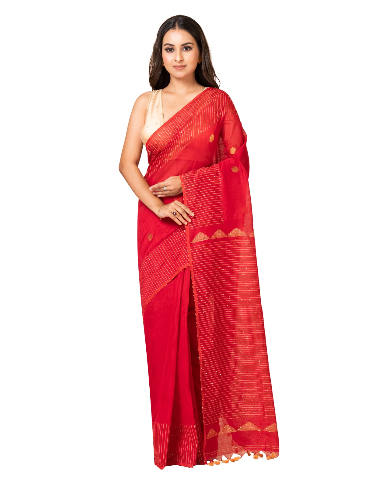 Cotton tissue jamdani saree.