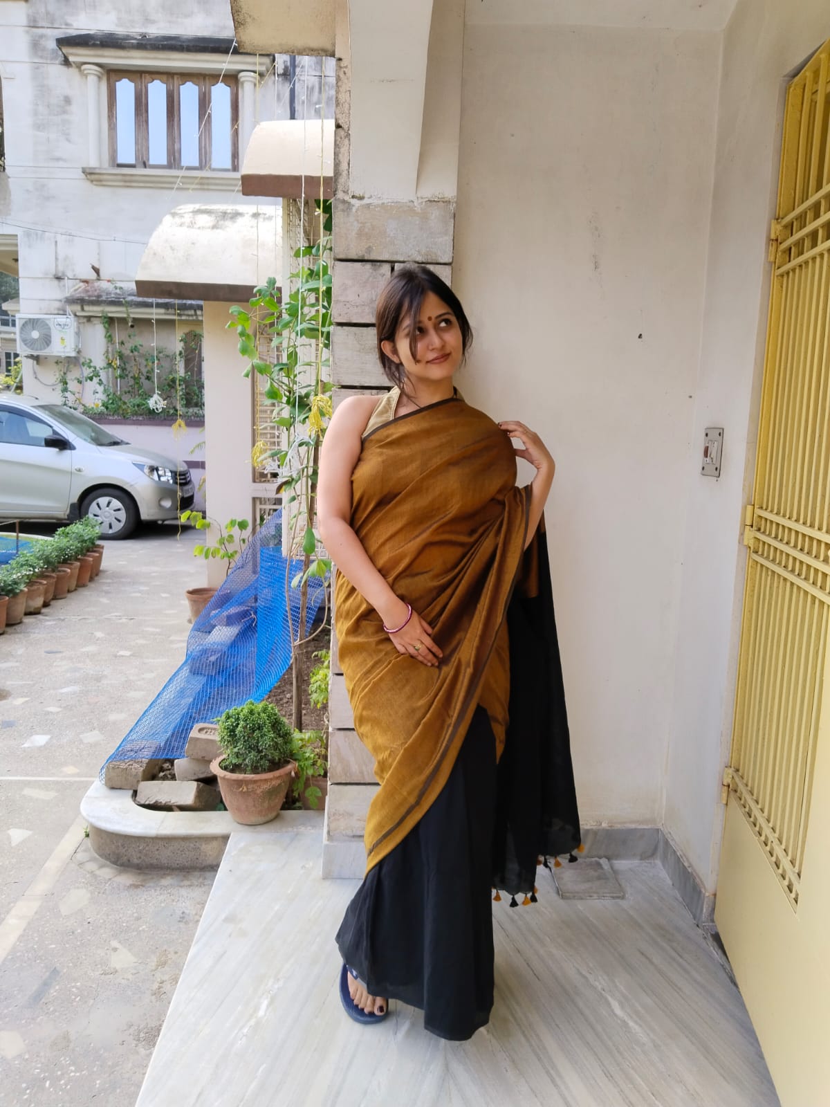 Khaddi Cotton Colourblock Saree | Handwoven Pure Cotton Saree for Women