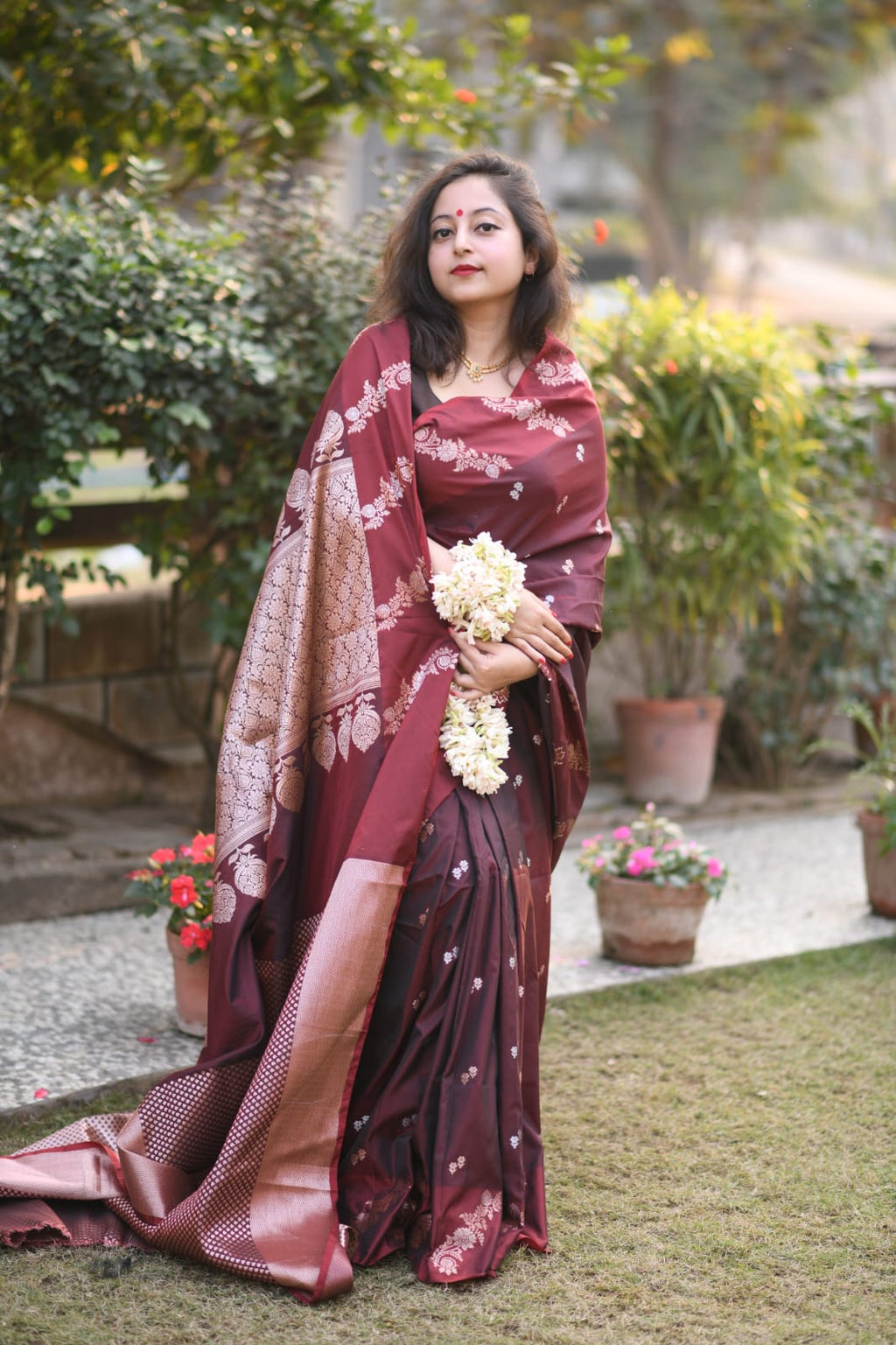 Raw mango benarasi silk saree.