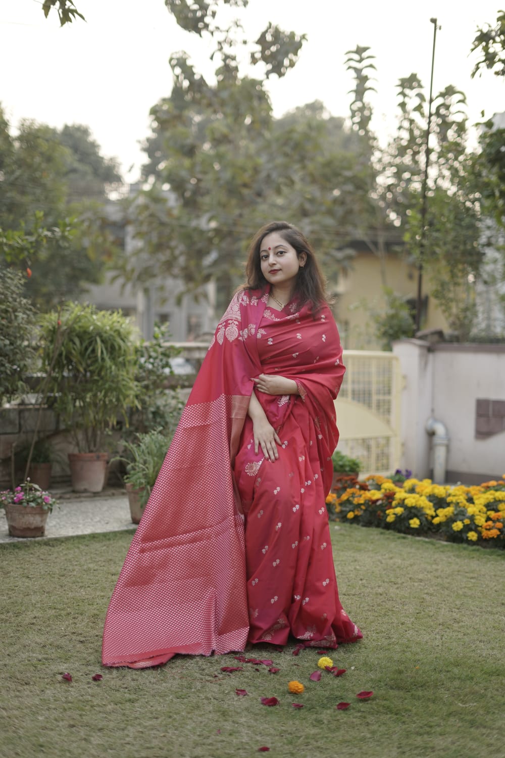 Raw mango benarasi silk saree.