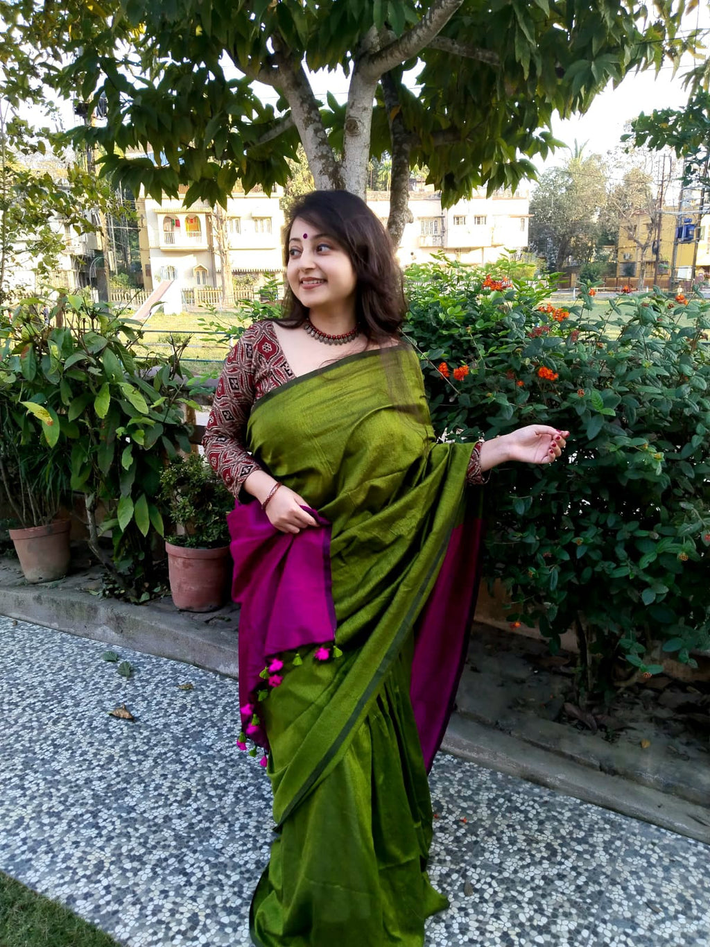 Khaddi Cotton Colourblock Saree | Handwoven Pure Cotton Saree for Women