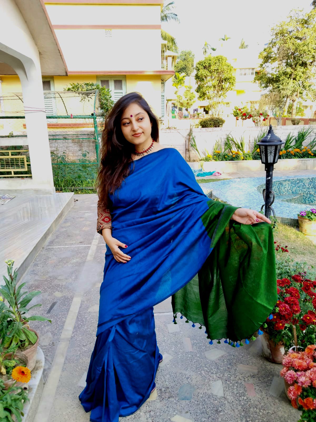 Khaddi Cotton Colourblock Saree | Handwoven Pure Cotton Saree for Women