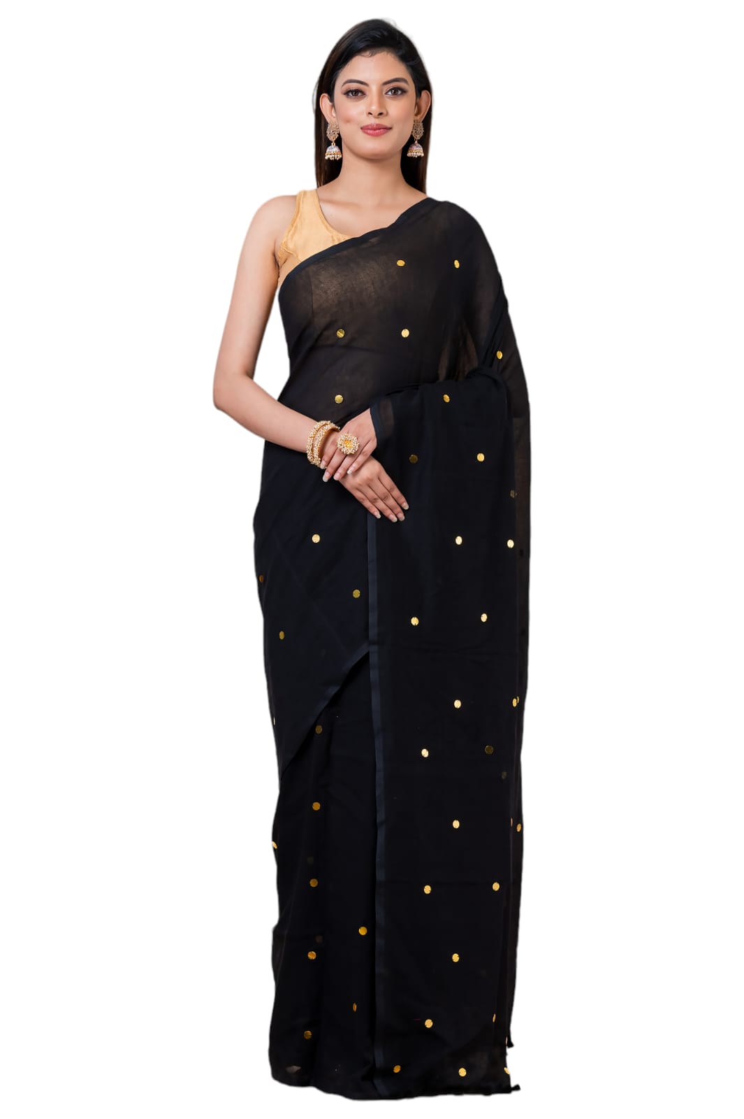 Plain cotton sequence saree.