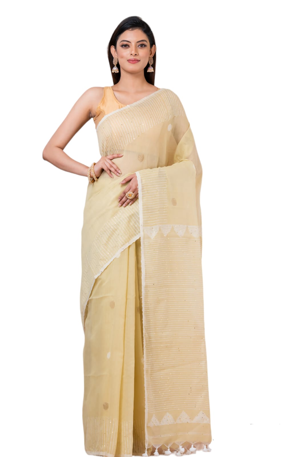 Cotton tissue jamdani saree.