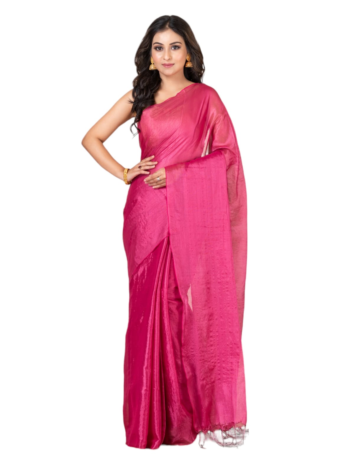 Plain Raga tissue saree.