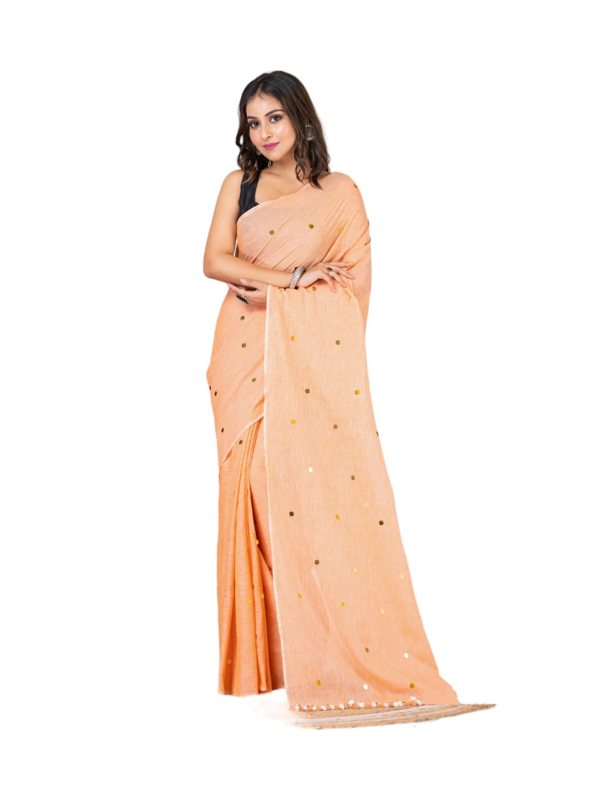 Plain cotton sequence saree.