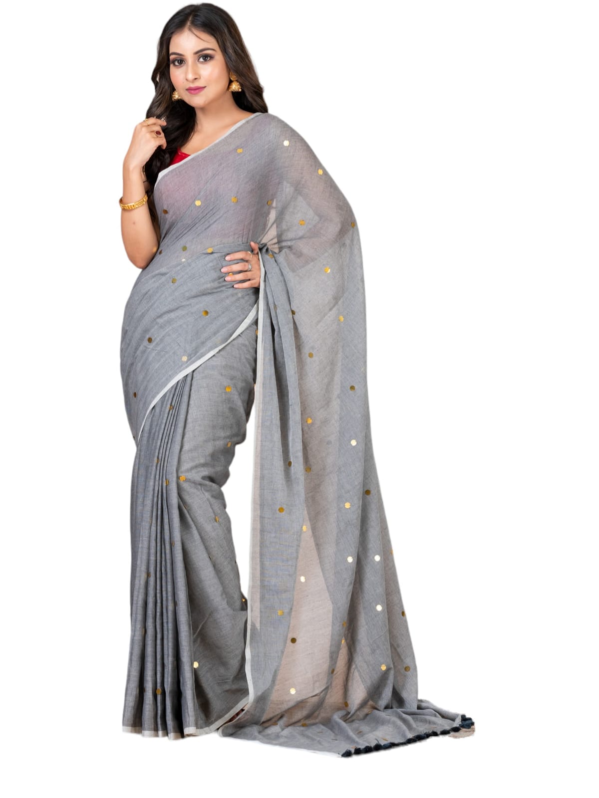 Plain cotton sequence saree.