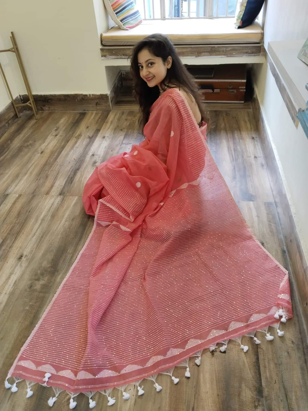 Cotton tissue jamdani saree.