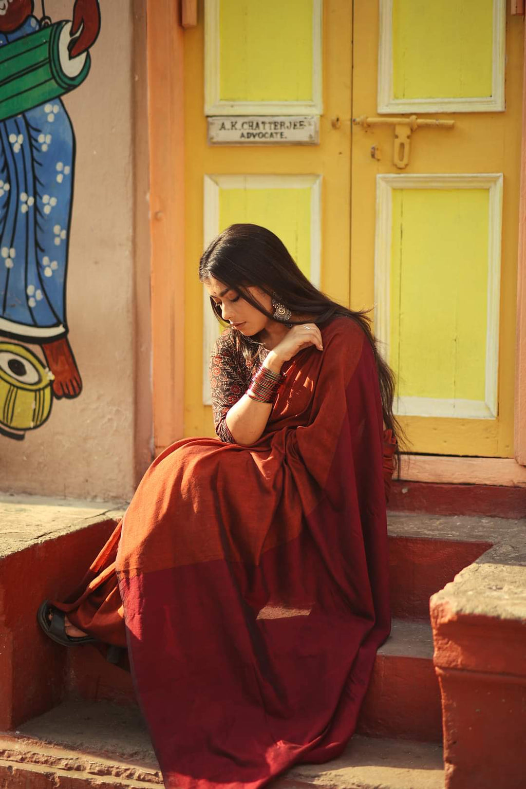 Khaddi Cotton Colourblock Saree | Handwoven Pure Cotton Saree for Women
