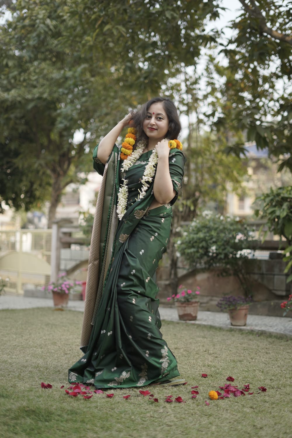 Raw mango benarasi silk saree.