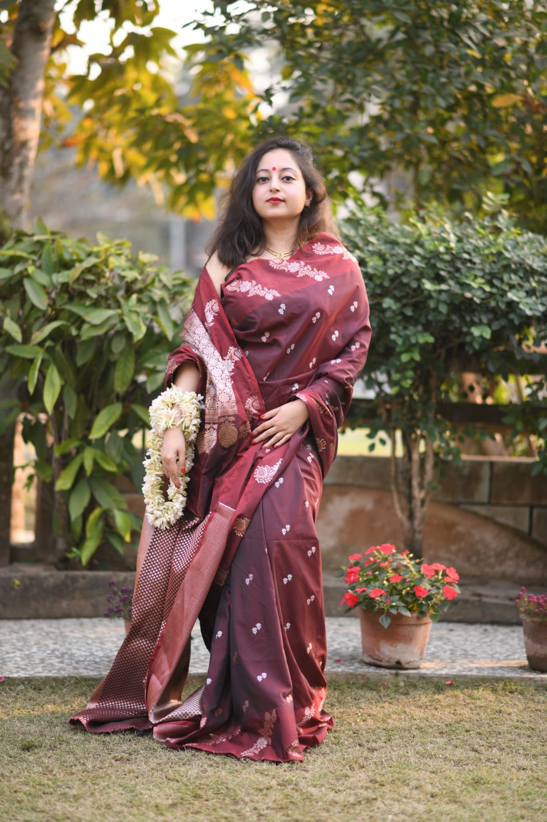 Raw mango benarasi silk saree.