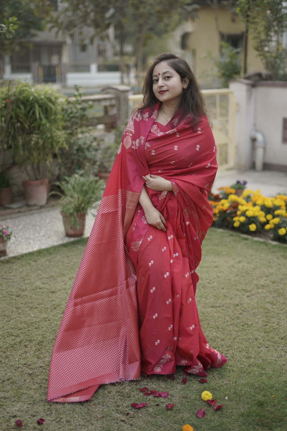 Raw mango benarasi silk saree.