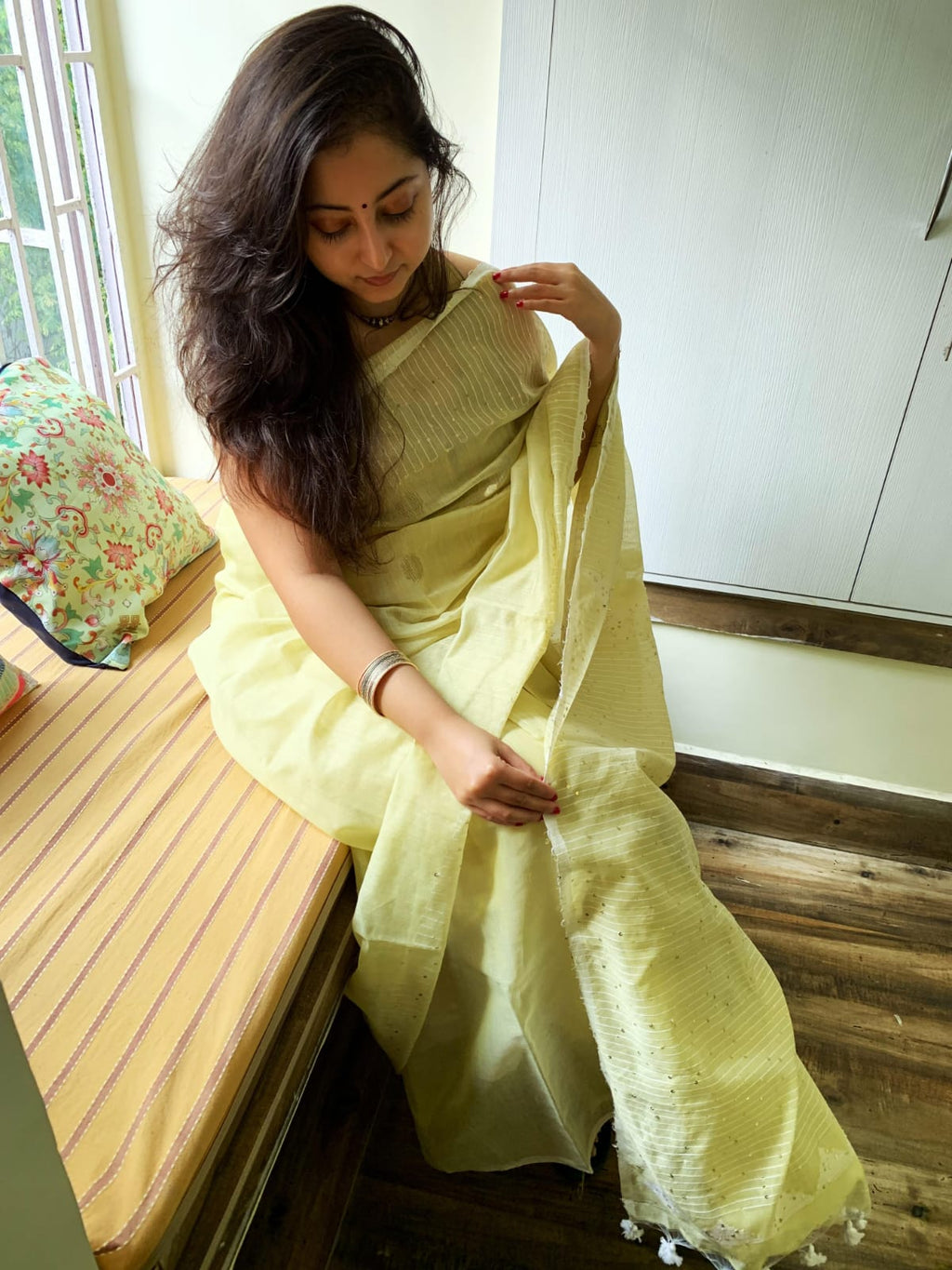 Cotton tissue jamdani saree.