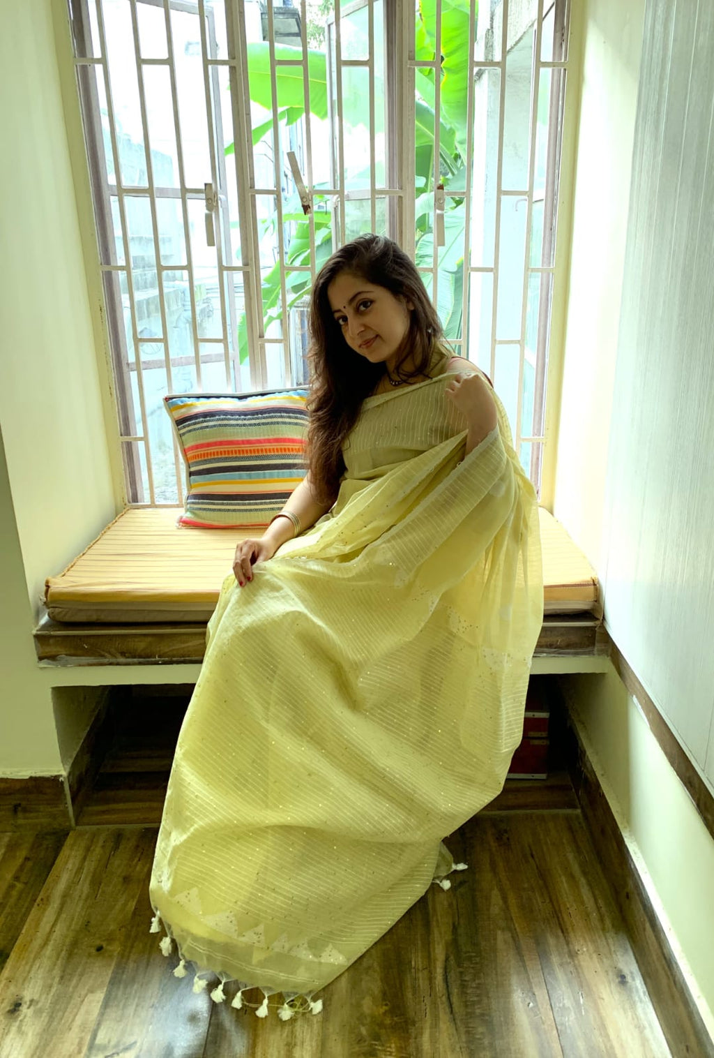Cotton tissue jamdani saree.