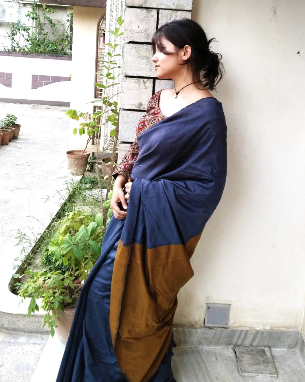 Khaddi Cotton Colourblock Saree | Handwoven Pure Cotton Saree for Women