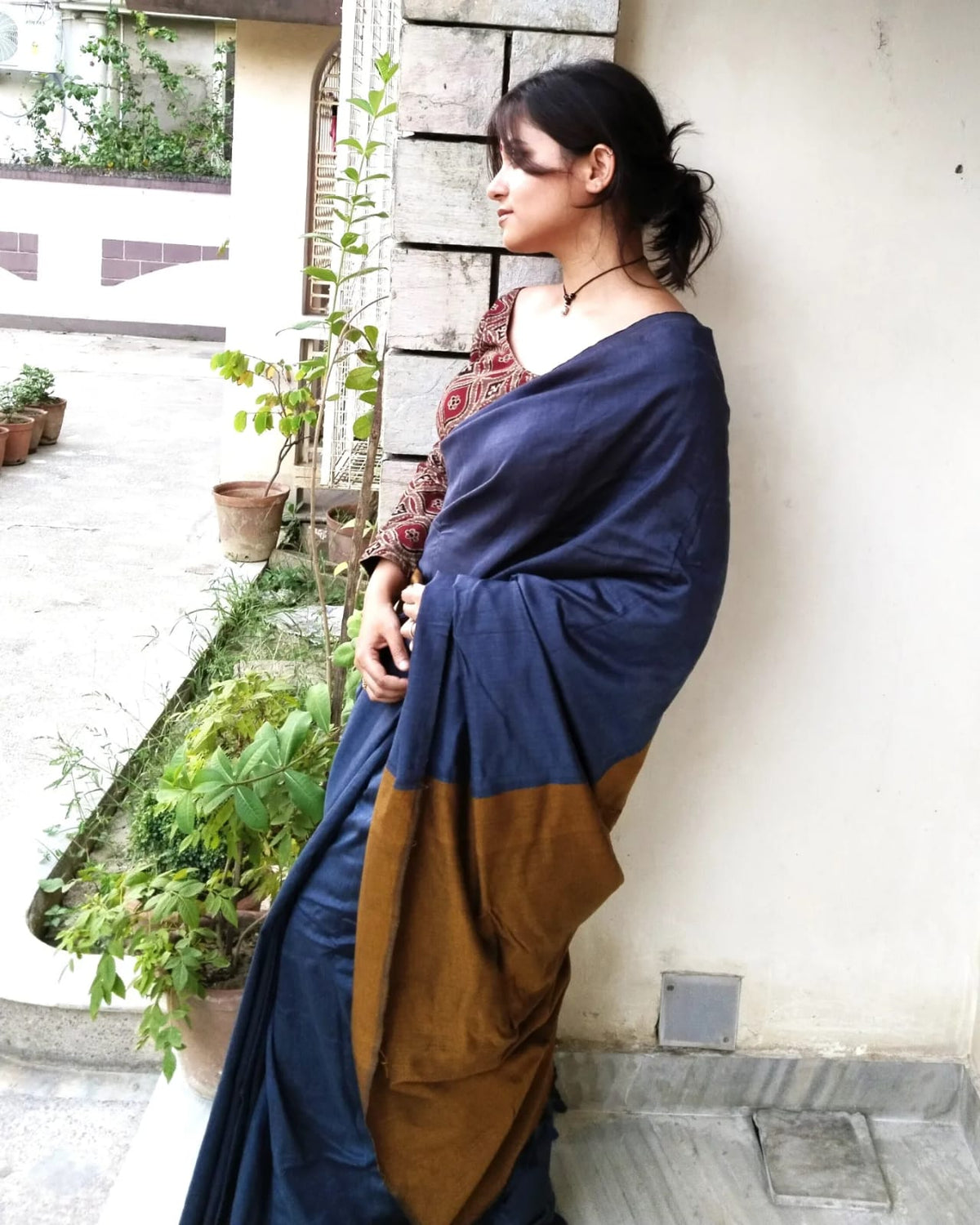 Khaddi Cotton Colourblock Saree | Handwoven Pure Cotton Saree for Women
