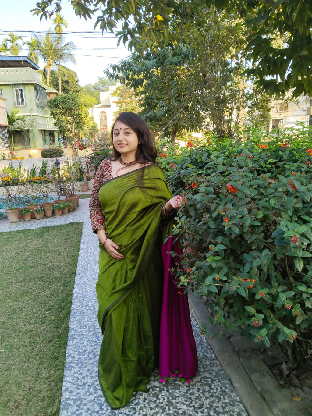 Khaddi Cotton Colourblock Saree | Handwoven Pure Cotton Saree for Women