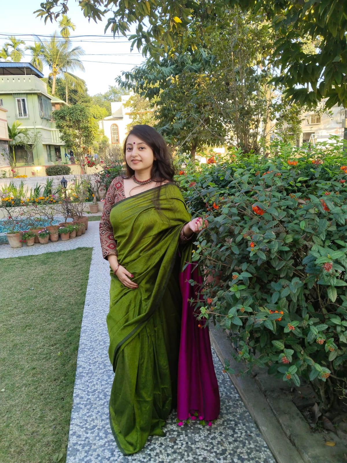 Khaddi Cotton Colourblock Saree | Handwoven Pure Cotton Saree for Women