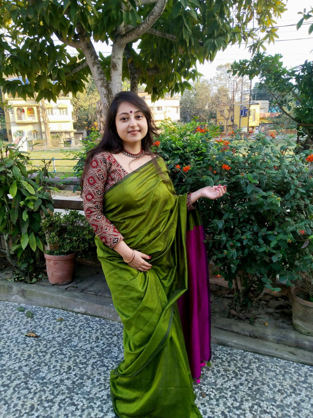 Khaddi Cotton Colourblock Saree | Handwoven Pure Cotton Saree for Women